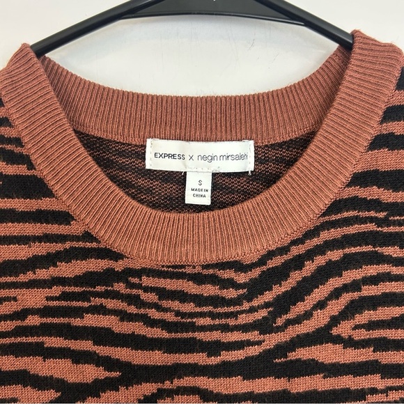 Express Negin Mirsalehi Anima Brown/Black Long Sleeve Sweater Midi Dress Small - Picture 4 of 12